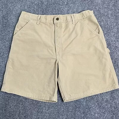 Carhartt Shorts Size 38 Utility Carpenter Cargo Kkaki Beige Cotton • $14.99