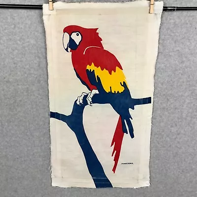 VTG MCM Rare 12 X 24 Marushka Parrot Macaw Screen Print Canvas Unframed • $19.95