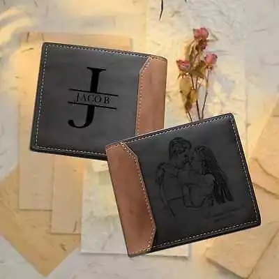 Personalized Photo Leather Wallet For Men Best Dad Ever Gifts Picture Wallet • £26