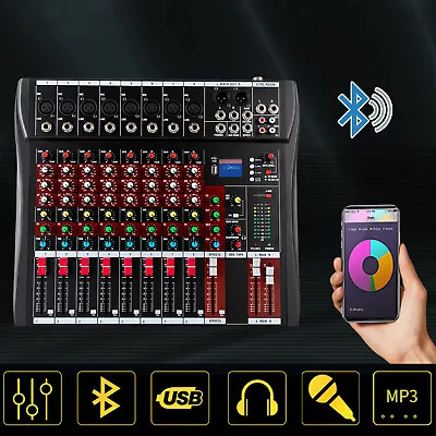 8 Channel Bluetooth Live Studio Audio Mixer Power Mixing Console Board W/USB New • $74.10