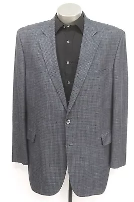 Mens Blue Plaid Check JACK VICTOR Blazer Jacket Sport Suit Coat Bamboo Soft 48 L • $59.99