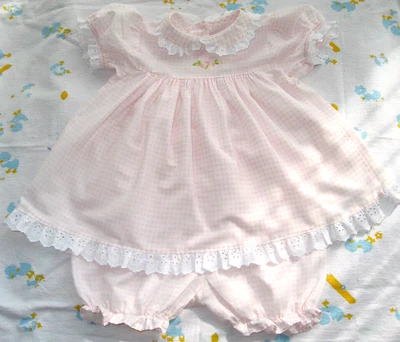 £12.95 • Buy Mothercare Pink Check Floral Dress Vintage Frock Frilly Knickers Baby Girl 6-12m