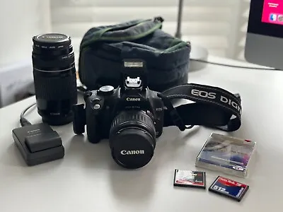 Canon 350D Digital SLR Camera With Lenses Charger & Spare Battery • £56