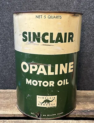 Vtg 1950s Sinclair Opaline Motor Oil 5 Quart Oil Can Tin Solder Seam Dino • $79.99