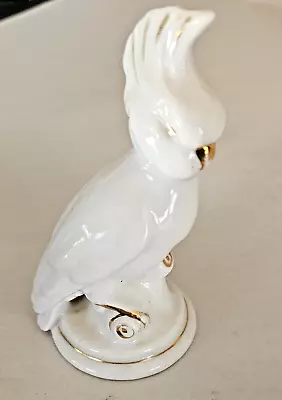 Vintage Gold Castle Cockatiel Bird Figurine With White And Gold Trim • $16.97