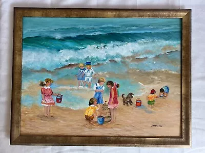 Vtg Original Oil Painting On Canvas On The Beach 18x24 By Wittenberg Framed • $69