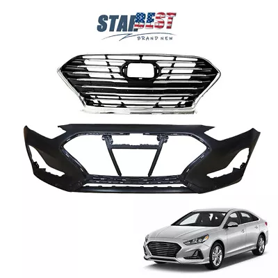 Front Bumper Upper Grill Bumper Cover Fascia Fit For 2018 2019 Hyundai Sonata • $171.50