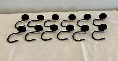 Button Shower Curtain Hooks Rings Hangers Set Of 12 Matte Black • $14