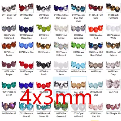 100Pcs 4mm Faceted Bead Crystal Glass Rondelle Loose Spacer Beads Jewelry Making • $0.72