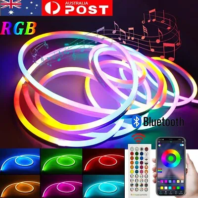 $14.95 • Buy 1M 5M 20M RGB LED Neon Strip Light Rope Bluetooth Music Control 12V Adv Sign AU