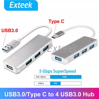$16.95 • Buy USB 3.1 USB C 3.0 Type C HUB To 4 USB 3.0 Port Thunderbolt 3 Aluminium Alloy AU