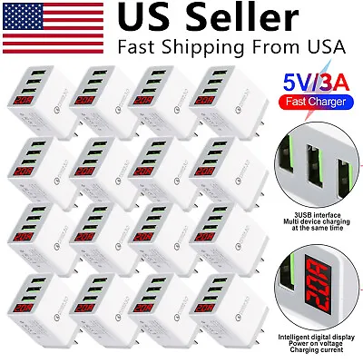 Lot Of QC 3.0 3 Port USB Wall Fast Charger For Cell Phone IPhone Samsung Android • $8.18