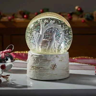 Christmas LED Musical Snow Globe Winter Wonderland Reindeer Colour Changing 10cm • £15.90