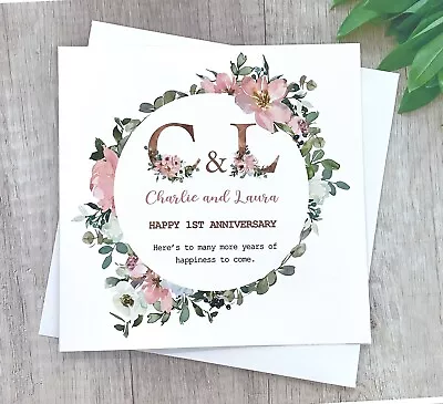 £3.49 • Buy Personalised Anniversary Card, 1st 10th, 25th 50th Wedding, Engagement, Elegant