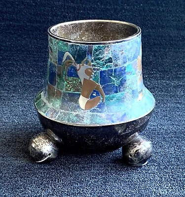 Los Castillo Vase ~ Taxco Silver Plate And Azur Malachite ~ Footed Bells • $675