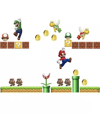 -Super Mario Brothers Wall Decals - Super Mario Build A Scene Vinyl Wall Sticker • $17.95