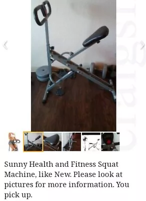$110 • Buy Sunny Health & Fitness Squat Assist Row-N-Ride Trainer Machine Sports Package