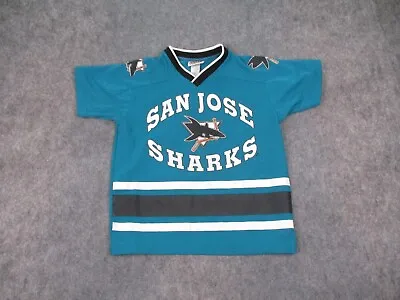 Vintage San Jose Sharks Jersey Youth Medium 10-12 Blue NHL Shirt Kids Owen Nolan • $17.49