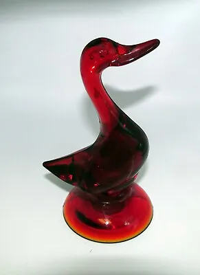 Vintage Viking Art Glass 5  Ruby Red Amberina EPIC Line DUCK Figurine MCM • $34.95