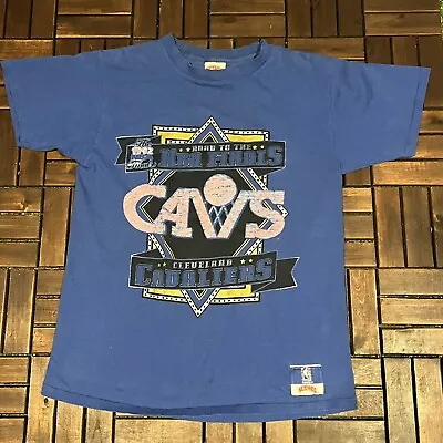 Vintage 90s Cleveland Cavaliers T Shirt 1992 NBA Finals Sz L Nutmeg Made In USA • $39