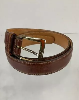 Martin Dingman Brown Textured Italian Calfskin Leather Belt 34 USA • $20