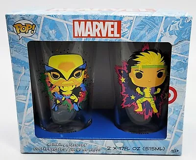 Funko Pop Marvel X-Men Blacklight 2 Pk Pint Glasses Wolverine Rogue Target NSIB • $14.95