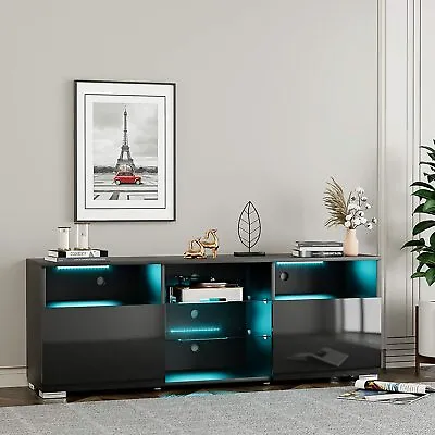 Glossy TV Stand LED Entertainment Center Media Console Table For Up To 55''-85' • $197.59