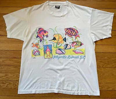 Vtg 90s 1991 Myrtle Beach Double-Sided Fish Nature Single Stitch T-Shirt Size XL • $34.99