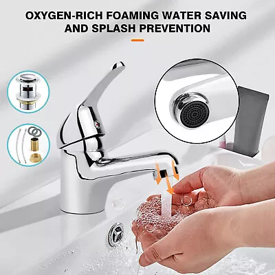 £13.59 • Buy New Cloakroom Faucet Modern Bathroom Basin Sink Mono Chrome Mixer Tap & Waste UK