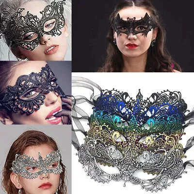 Sexy Lace Masquerade Eye Mask Gothic Fancy Dress Ladies Halloween Hen Party UK • £3.89