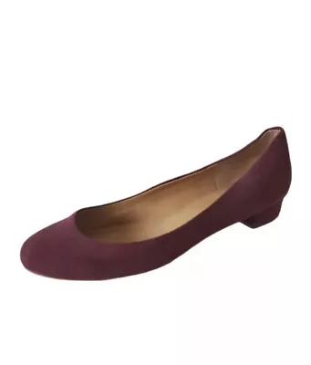 NWOB J Crew Lily Womens Suede Heeled Flats Shoes Size Maroon Round Toe 8.5 • $49.99