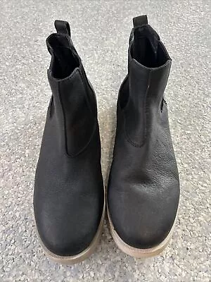 Sorel Mens Black Leather Waterproof Round Toe Ankle Boots 10.5 • $15