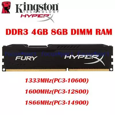 HyperX FURY Game Memory DDR3 4GB 8GB 1333 1600 1866MHz DIMM Desktop 1.5V 240pins • $9.48