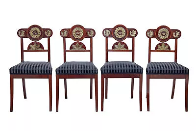 Set Of 4 Early 19th Swedish Mahogany Empire Dining Chairs • £2475