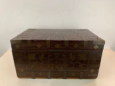 Antique Early 19th Century Mahogany Lap Desk Traveling Box With Brass Inlay • $825