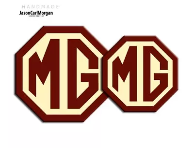 MG TF Car 2 X Badges Inserts Front Rear Logo Set 90mm/70mm Emblem Burgundy Cream • £8.10