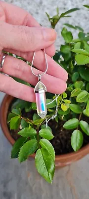 Genuine Ethical Clear Angel Aura Quartz Crystal Fixed Point Pendant & Necklace  • £3.33