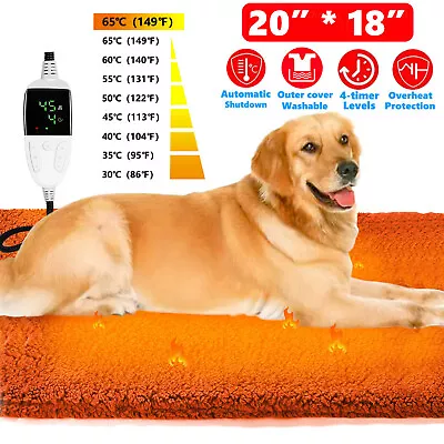 Electric Heating Pad Bed Mat For Dog Cat Pet Warmer Temperature Setting Washable • $29.79