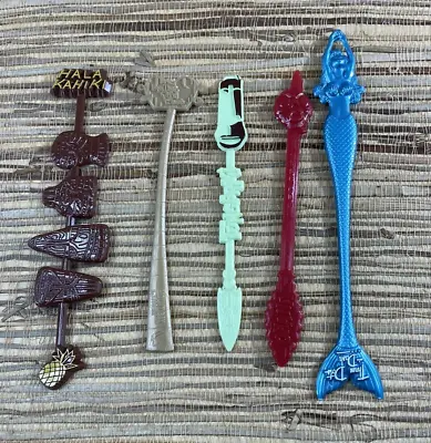 5 TIKI Swizzle Stick Three Dots Dash Hala Kahiki Ohana Tongariki Dallas Week • $22.99