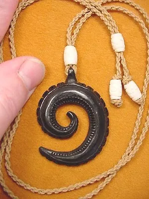(IBP-08) MAORI Style Circle Of Life FISH HOOK Aceh Bovine Horn PENDANT Necklace • $19.99