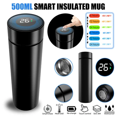 $13.99 • Buy 500 ML Vacuum Sealed Steel Thermal Insulated Coffee Cup Travel Mug LED Display