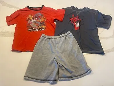 Boys Disney Muppets Pajamas 10/12 Rock & Roll Children’s Place Red Gray Shorts • $10