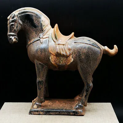 Collect Chinese Tang Dynasty Sancai Pottery War-Horse Zodiac Wealth Statue • £51.14