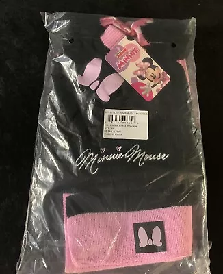 MINNIE MOUSE DISNEY Knit Winter Beanie Hat With Pom Gloves & Scarf Set - NWT $30 • $13.59