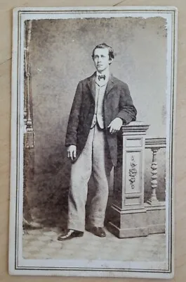 Philadelphia PA Civil War Era CDV Man W  Unusual Suit Standing By J.A. Keenan • $12