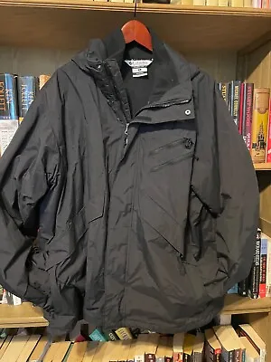 COLUMBIA Black Sportswear Thermal Jacket XL. Hooded. Pockets. Interchange • $61