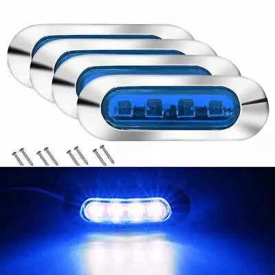 4x Marine Boat 4 LED Lamp Cabin Deck Courtesy Light Walkway Stair Light Blue • $10.29