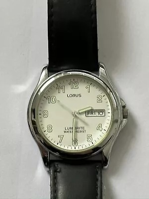 Vintage Lorus Mens Watch English & Spanish Day Of Week Japan Mvt Lumibrite Round • £55