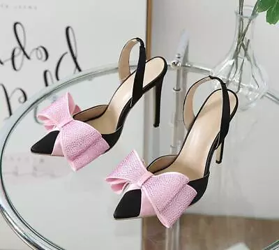 Womens Fashion Summer Pointy Toe Diamante Bowknot Dress Shoes Party High Heels • $58.54