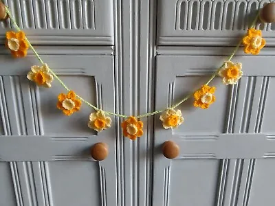 Handmade Crochet Daffodil Spring Bunting/Garland/Dresser/Conservatory/Gift Idea • £7.95